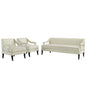 Concur Living Room Set Performance Velvet Set of 3, Velvet, Ivory White, 19038