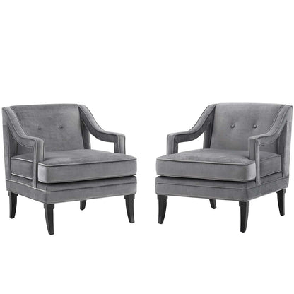 Concur Living Room Set Performance Velvet Set of 2, Velvet, Grey Gray, 19042