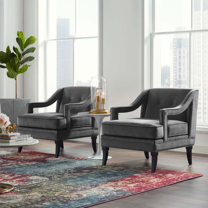 Concur Living Room Set Performance Velvet Set of 2, Velvet, Grey Gray, 19042