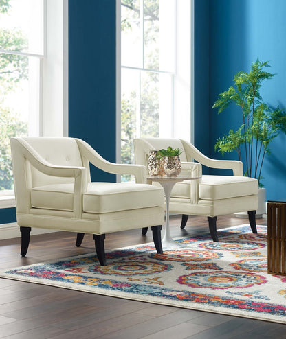Concur Living Room Set Performance Velvet Set of 2, Velvet, Ivory White, 19043