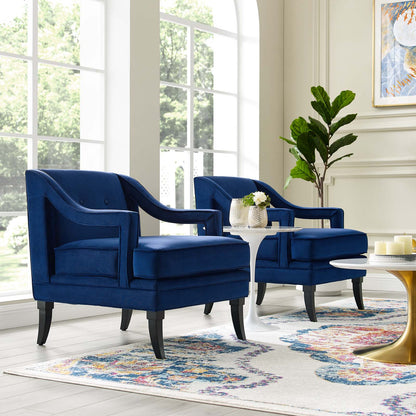 Concur Living Room Set Performance Velvet Set of 2, Velvet, Blue Navy, 19044