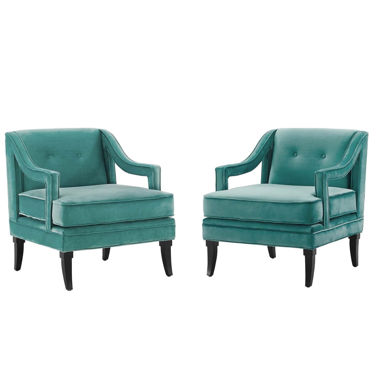 Concur Living Room Set Performance Velvet Set of 2, Velvet, Teal Blue, 19045