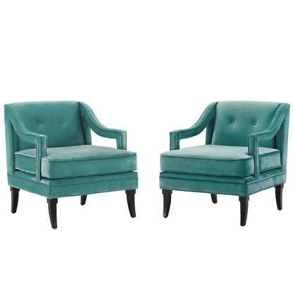 Concur Living Room Set Performance Velvet Set of 2, Velvet, Teal Blue, 19045