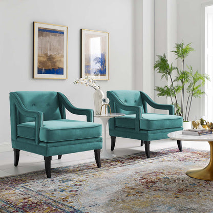 Concur Living Room Set Performance Velvet Set of 2, Velvet, Teal Blue, 19045