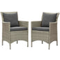 Conduit Outdoor Patio Wicker Rattan Dining Armchair Set of 2, Rattan, Wicker, Grey Gray, 19047