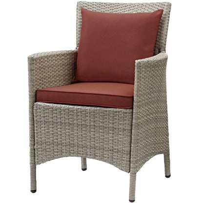 Conduit Outdoor Patio Wicker Rattan Dining Armchair Set of 2, Rattan, Wicker, Dark Red Brown, 19048