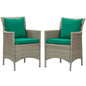 Conduit Outdoor Patio Wicker Rattan Dining Armchair Set of 2, Rattan, Wicker, Light Grey Gray Green, 19049