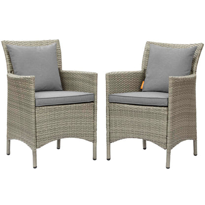 Conduit Outdoor Patio Wicker Rattan Dining Armchair Set of 2, Rattan, Wicker, Grey Gray, 19050