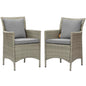 Conduit Outdoor Patio Wicker Rattan Dining Armchair Set of 2, Rattan, Wicker, Grey Gray, 19050