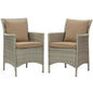 Conduit Outdoor Patio Wicker Rattan Dining Armchair Set of 2, Rattan, Wicker, Light Grey Gray Brown, 19051
