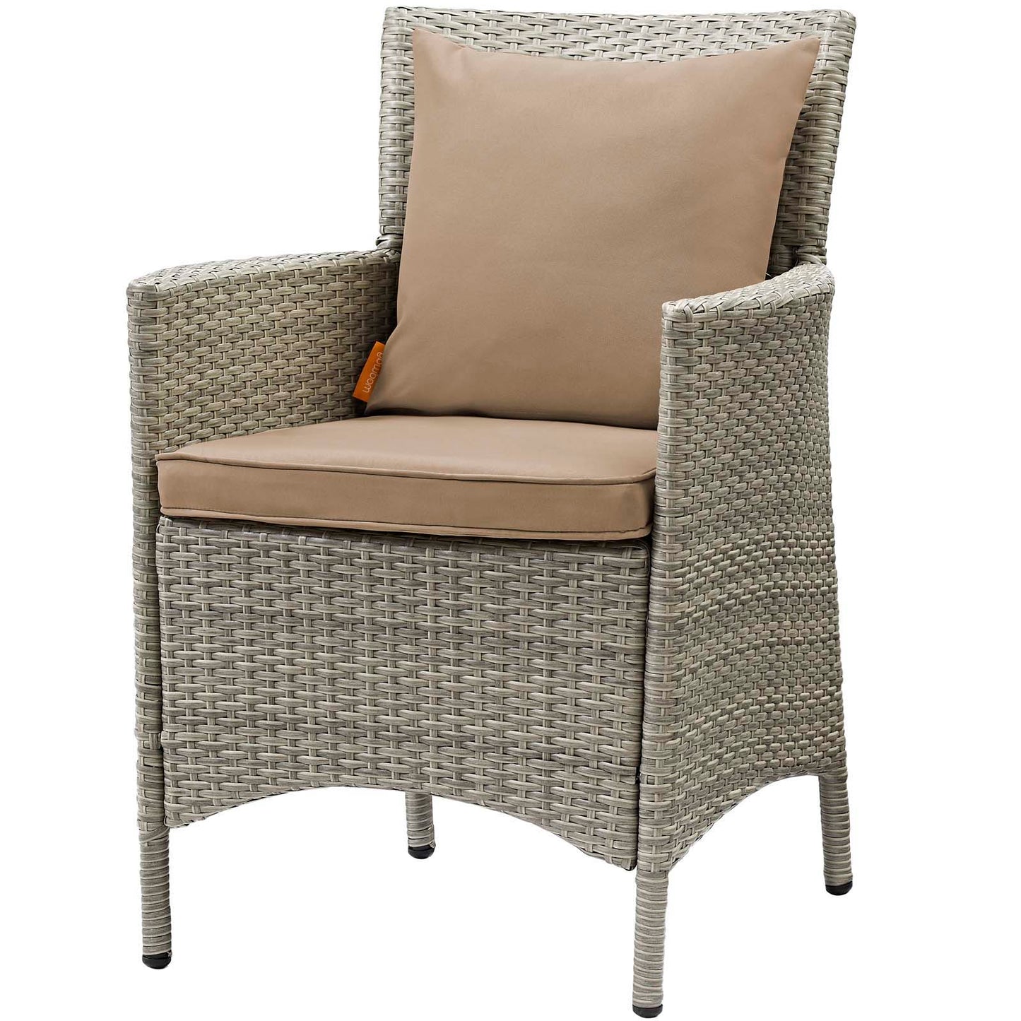 Conduit Outdoor Patio Wicker Rattan Dining Armchair Set of 2, Rattan, Wicker, Light Grey Gray Brown, 19051