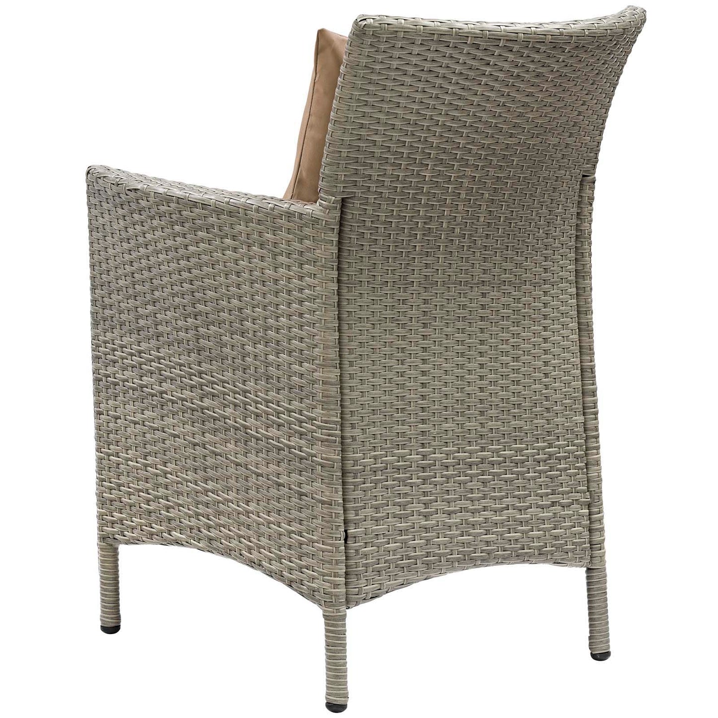 Conduit Outdoor Patio Wicker Rattan Dining Armchair Set of 2, Rattan, Wicker, Light Grey Gray Brown, 19051