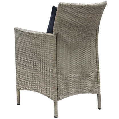 Conduit Outdoor Patio Wicker Rattan Dining Armchair Set of 2, Rattan, Wicker, Light Grey Gray Blue Navy, 19052