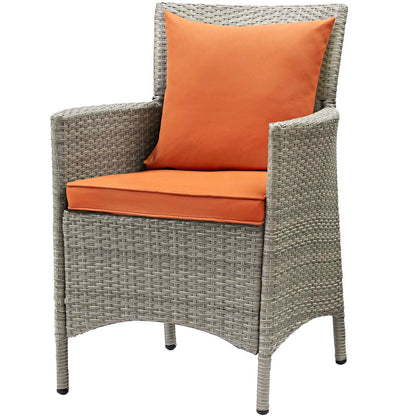 Conduit Outdoor Patio Wicker Rattan Dining Armchair Set of 2, Rattan, Wicker, Light Grey Gray Orange, 19053