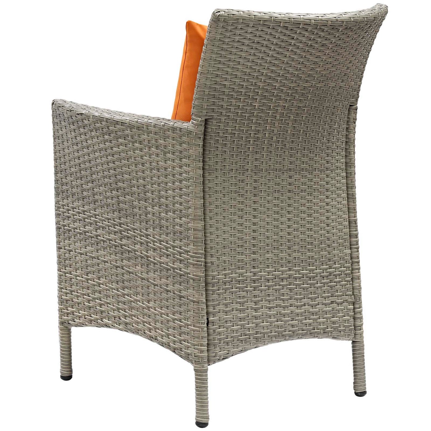 Conduit Outdoor Patio Wicker Rattan Dining Armchair Set of 2, Rattan, Wicker, Light Grey Gray Orange, 19053