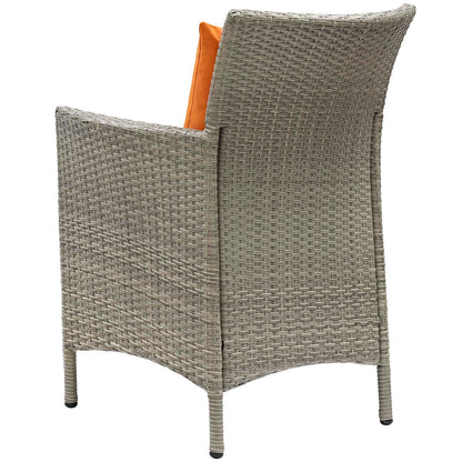 Conduit Outdoor Patio Wicker Rattan Dining Armchair Set of 2, Rattan, Wicker, Light Grey Gray Orange, 19053