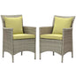 Conduit Outdoor Patio Wicker Rattan Dining Armchair Set of 2, Rattan, Wicker, Light Grey Gray Green, 19054