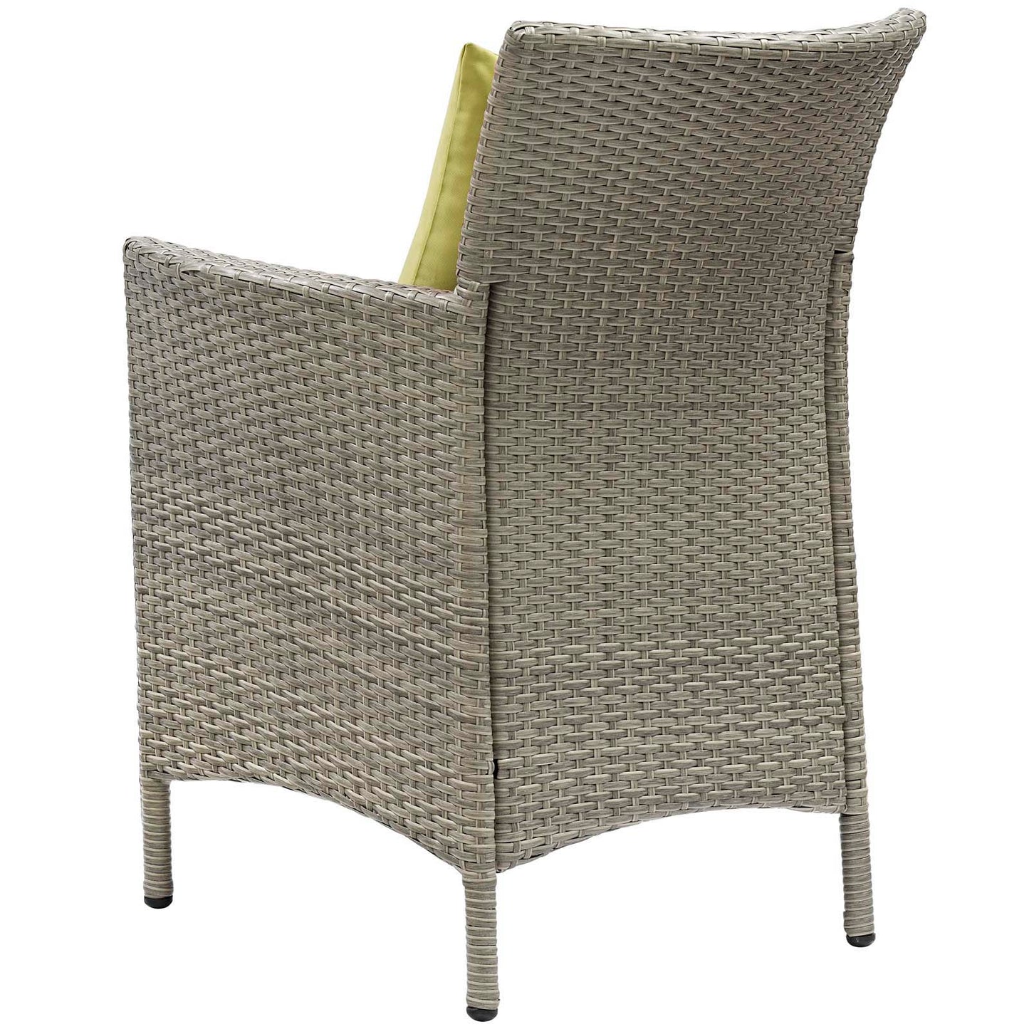 Conduit Outdoor Patio Wicker Rattan Dining Armchair Set of 2, Rattan, Wicker, Light Grey Gray Green, 19054