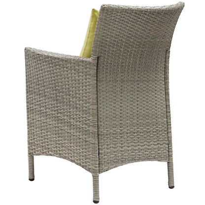 Conduit Outdoor Patio Wicker Rattan Dining Armchair Set of 2, Rattan, Wicker, Light Grey Gray Green, 19054
