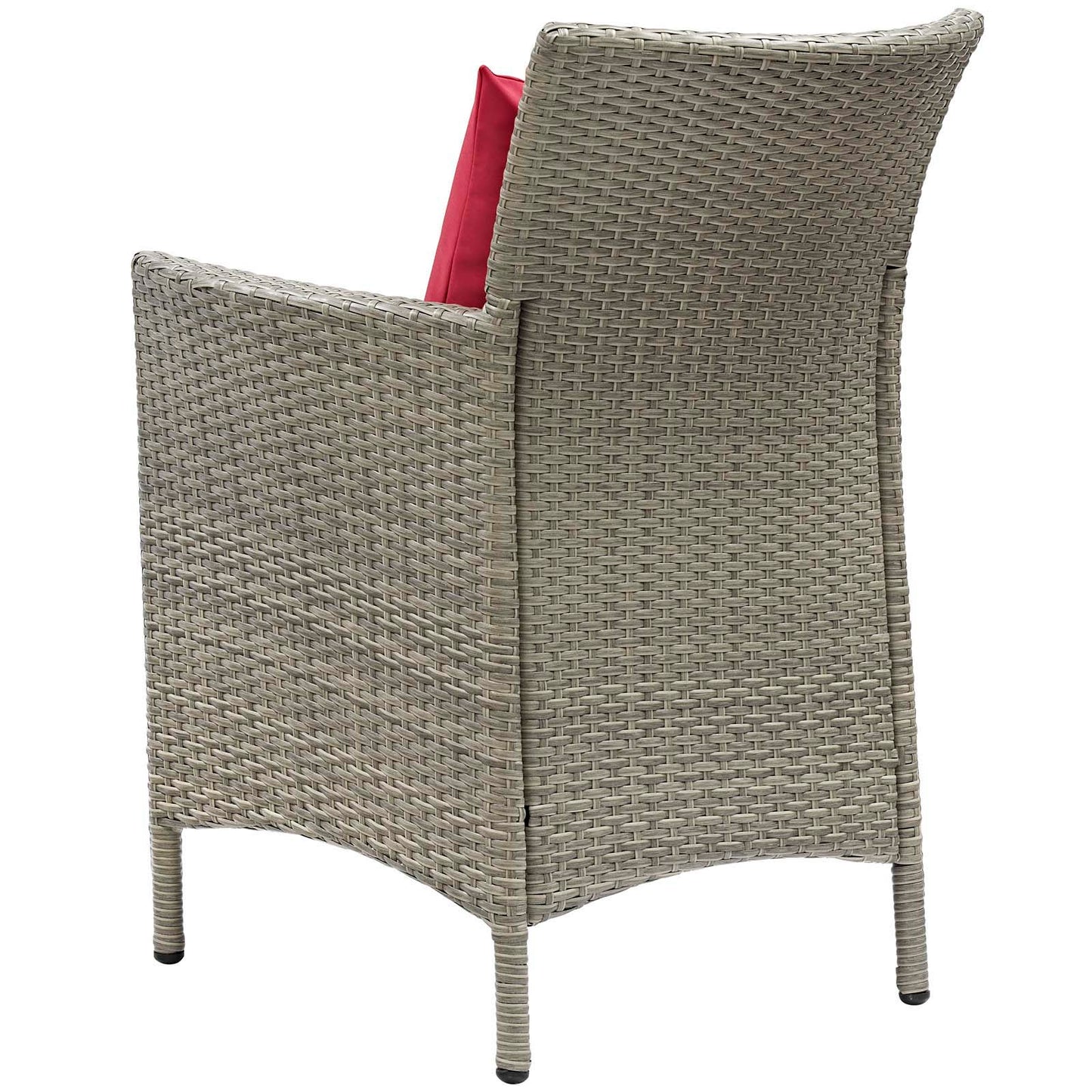 Conduit Outdoor Patio Wicker Rattan Dining Armchair Set of 2, Rattan, Wicker, Light Grey Gray Red, 19055
