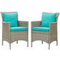 Conduit Outdoor Patio Wicker Rattan Dining Armchair Set of 2, Rattan, Wicker, Light Grey Gray Blue, 19056