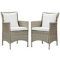 Conduit Outdoor Patio Wicker Rattan Dining Armchair Set of 2, Rattan, Wicker, Light Grey Gray White, 19057