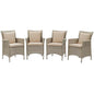 Conduit Outdoor Patio Wicker Rattan Dining Armchair Set of 4, Rattan, Wicker, Light Grey Gray Beige, 19058