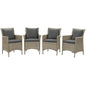 Conduit Outdoor Patio Wicker Rattan Dining Armchair Set of 4, Rattan, Wicker, Grey Gray, 19059