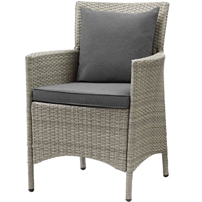 Conduit Outdoor Patio Wicker Rattan Dining Armchair Set of 4, Rattan, Wicker, Grey Gray, 19059