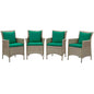 Conduit Outdoor Patio Wicker Rattan Dining Armchair Set of 4, Rattan, Wicker, Light Grey Gray Green, 19061
