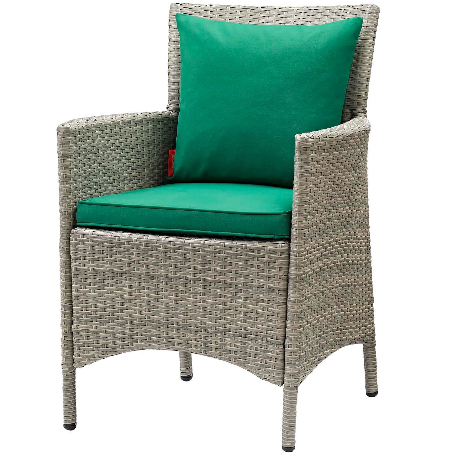 Conduit Outdoor Patio Wicker Rattan Dining Armchair Set of 4, Rattan, Wicker, Light Grey Gray Green, 19061