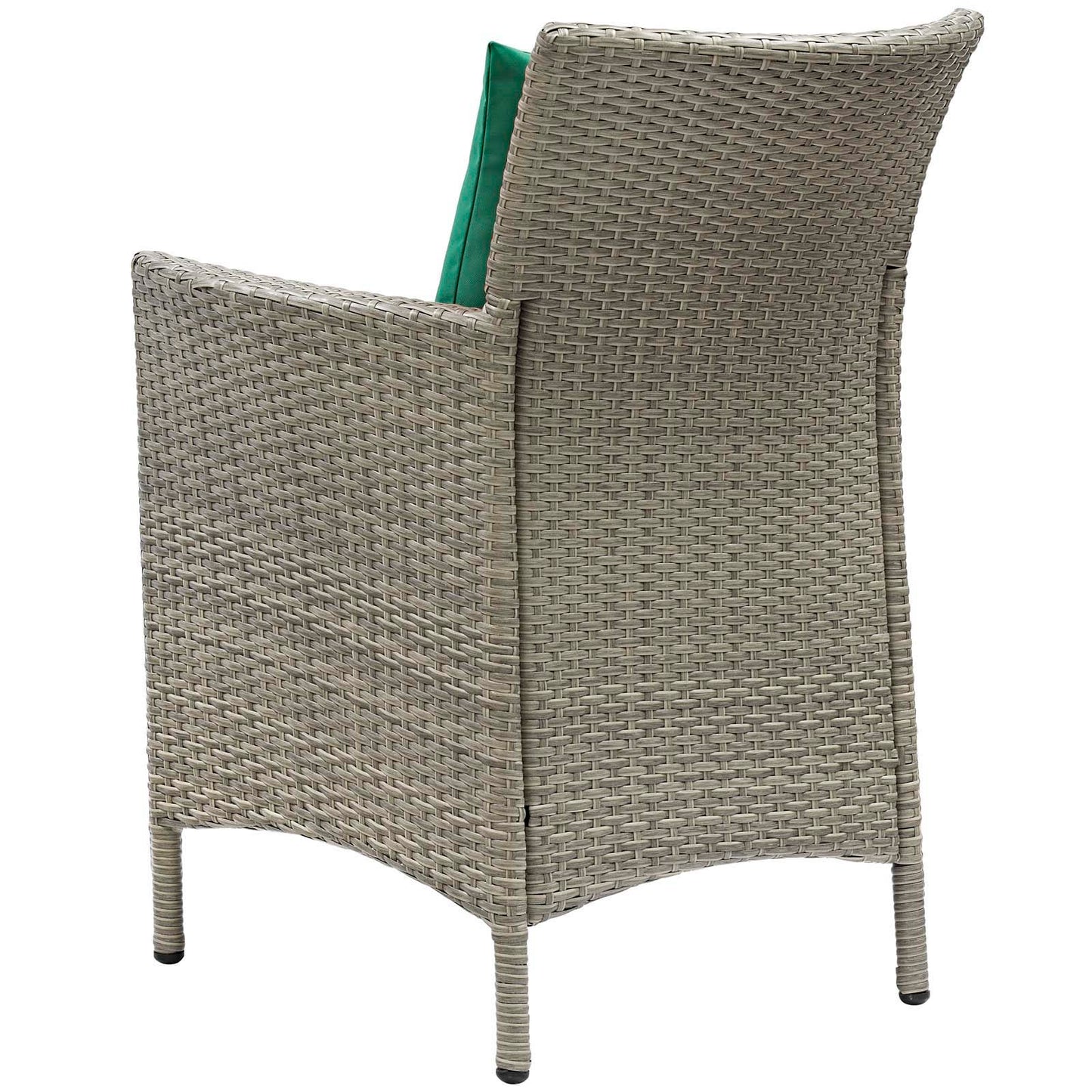 Conduit Outdoor Patio Wicker Rattan Dining Armchair Set of 4, Rattan, Wicker, Light Grey Gray Green, 19061