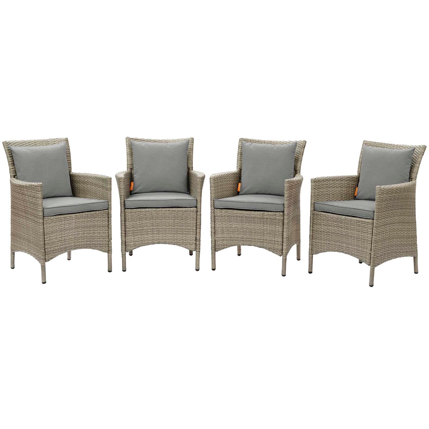 Conduit Outdoor Patio Wicker Rattan Dining Armchair Set of 4, Rattan, Wicker, Grey Gray, 19062