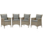 Conduit Outdoor Patio Wicker Rattan Dining Armchair Set of 4, Rattan, Wicker, Grey Gray, 19062