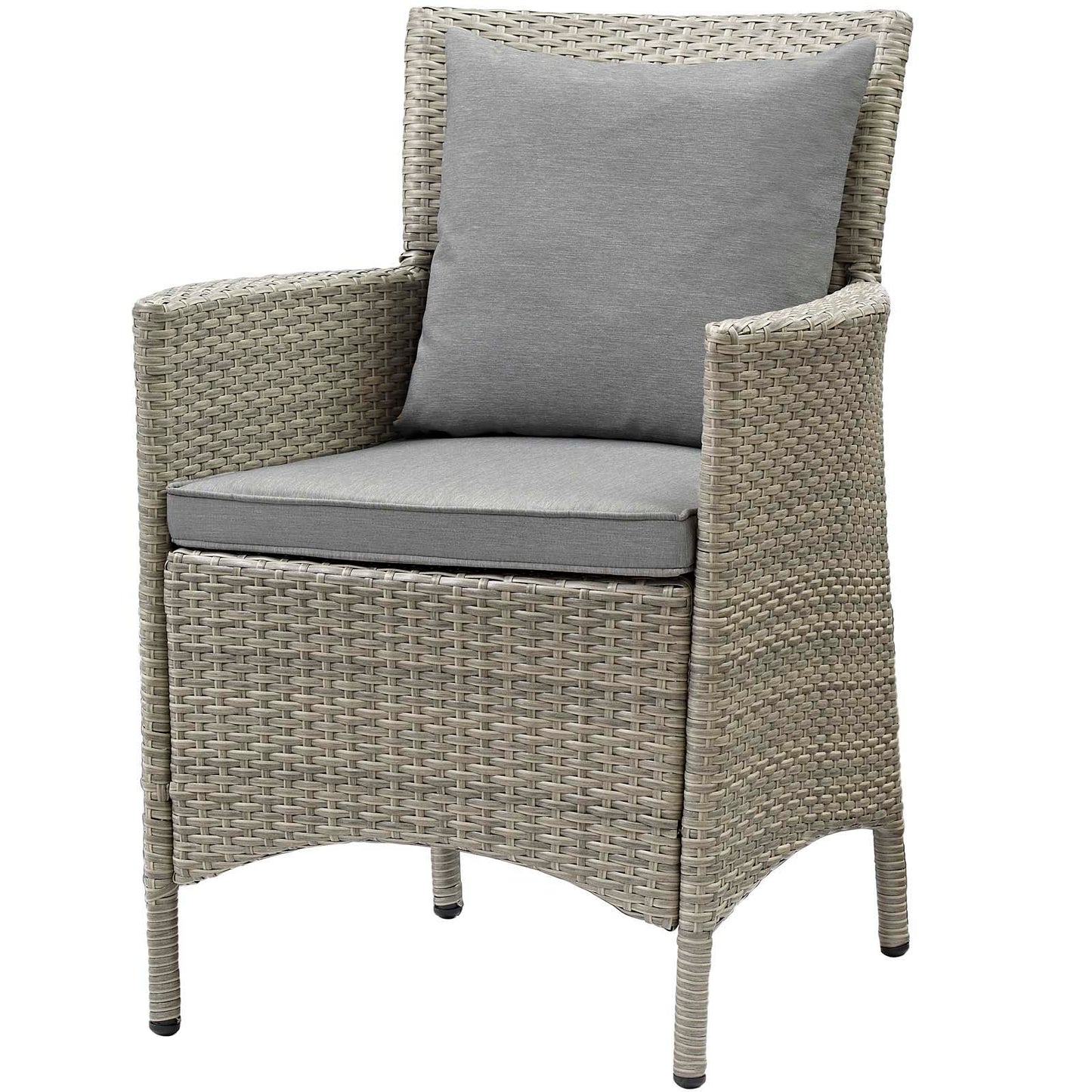 Conduit Outdoor Patio Wicker Rattan Dining Armchair Set of 4, Rattan, Wicker, Grey Gray, 19062
