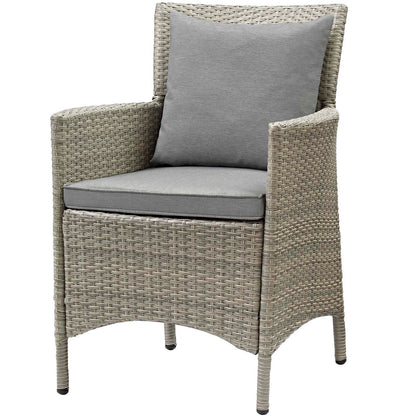 Conduit Outdoor Patio Wicker Rattan Dining Armchair Set of 4, Rattan, Wicker, Grey Gray, 19062