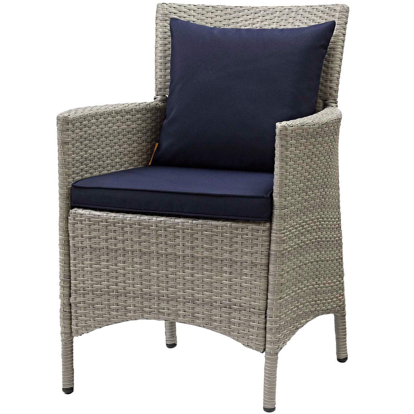 Conduit Outdoor Patio Wicker Rattan Dining Armchair Set of 4, Rattan, Wicker, Light Grey Gray Blue Navy, 19064