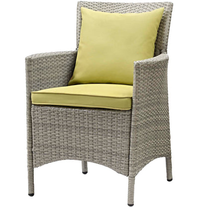 Conduit Outdoor Patio Wicker Rattan Dining Armchair Set of 4, Rattan, Wicker, Light Grey Gray Green, 19066