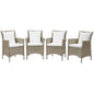 Conduit Outdoor Patio Wicker Rattan Dining Armchair Set of 4, Rattan, Wicker, Light Grey Gray White, 19069
