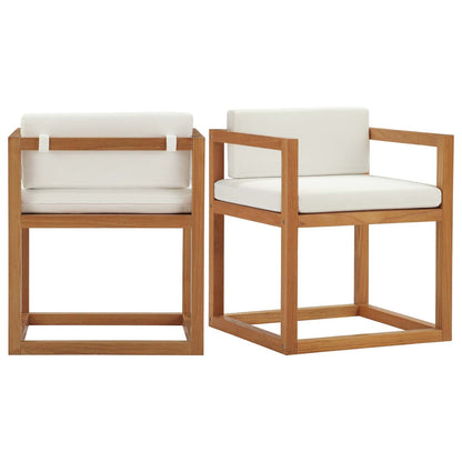 Newbury Outdoor Patio Premium Grade A Teak Wood Accent Armchair Set of 2, Wood, Brown Natural White, 19070