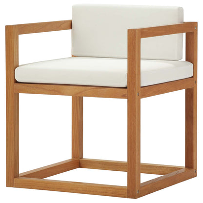 Newbury Outdoor Patio Premium Grade A Teak Wood Accent Armchair Set of 2, Wood, Brown Natural White, 19070