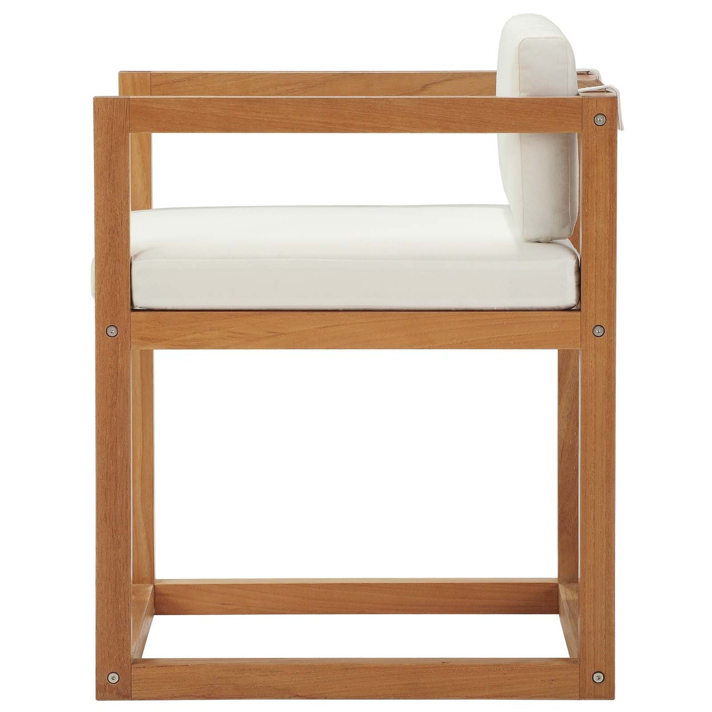 Newbury Outdoor Patio Premium Grade A Teak Wood Accent Armchair Set of 2, Wood, Brown Natural White, 19070