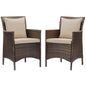 Conduit Outdoor Patio Wicker Rattan Dining Armchair Set of 2, Rattan, Wicker, Brown Beige, 19071