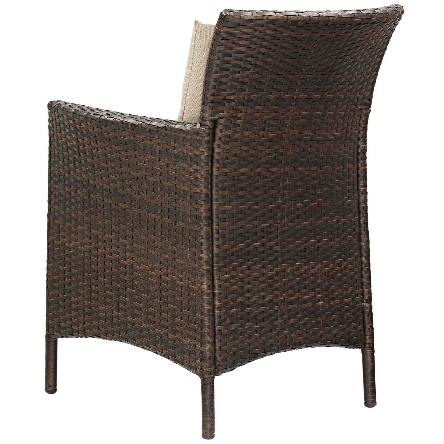 Conduit Outdoor Patio Wicker Rattan Dining Armchair Set of 2, Rattan, Wicker, Brown Beige, 19071