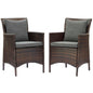 Conduit Outdoor Patio Wicker Rattan Dining Armchair Set of 2, Rattan, Wicker, Brown Grey Gray, 19072