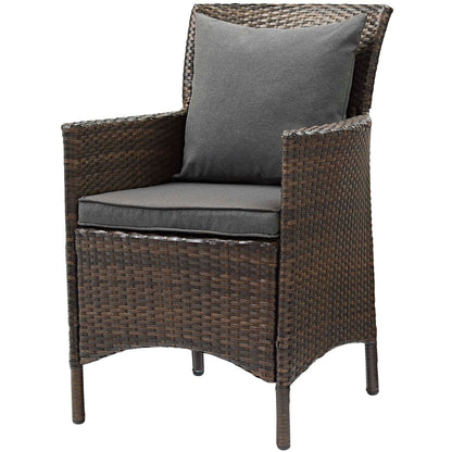 Conduit Outdoor Patio Wicker Rattan Dining Armchair Set of 2, Rattan, Wicker, Brown Grey Gray, 19072