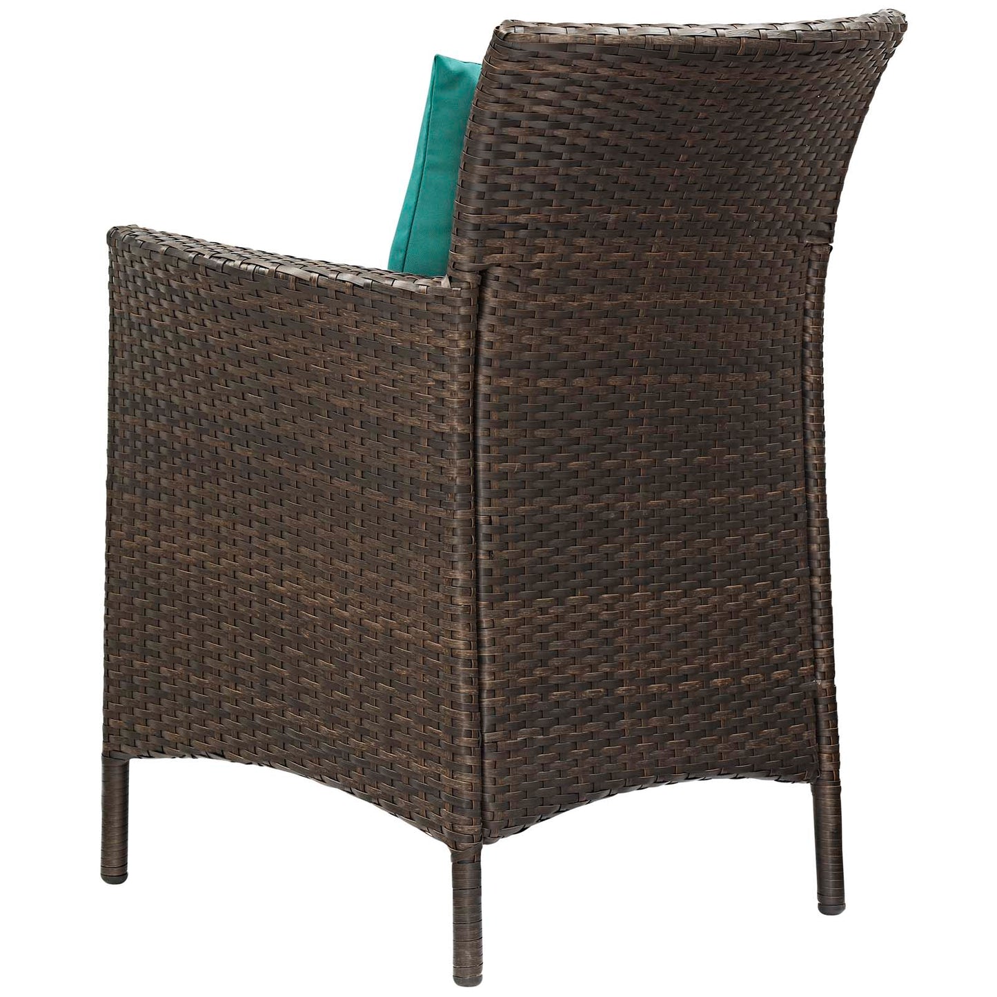 Conduit Outdoor Patio Wicker Rattan Dining Armchair Set of 2, Rattan, Wicker, Brown Green, 19074