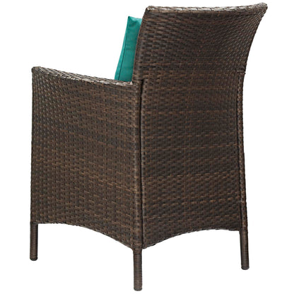 Conduit Outdoor Patio Wicker Rattan Dining Armchair Set of 2, Rattan, Wicker, Brown Green, 19074