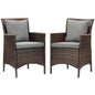 Conduit Outdoor Patio Wicker Rattan Dining Armchair Set of 2, Rattan, Wicker, Brown Grey Gray, 19075