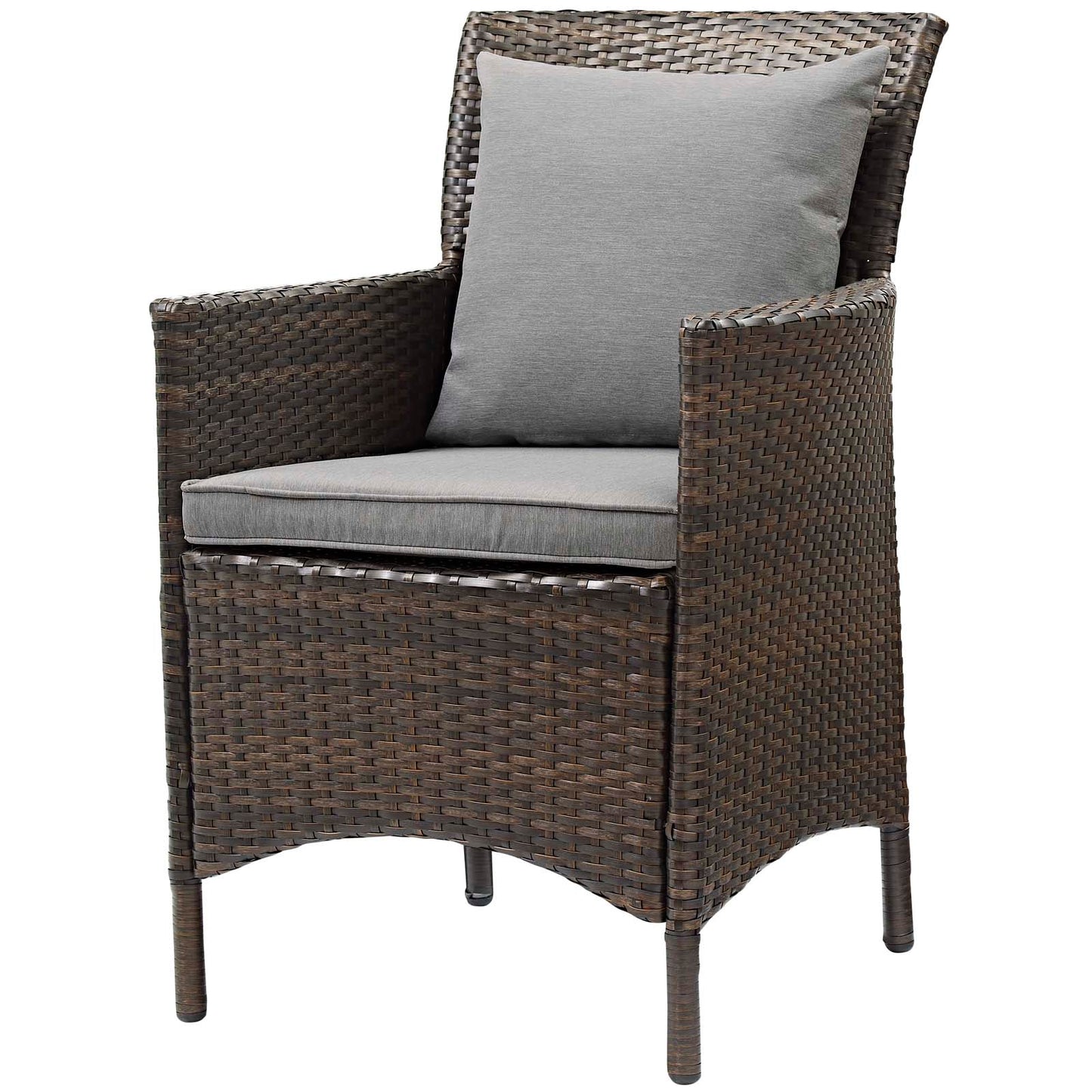 Conduit Outdoor Patio Wicker Rattan Dining Armchair Set of 2, Rattan, Wicker, Brown Grey Gray, 19075